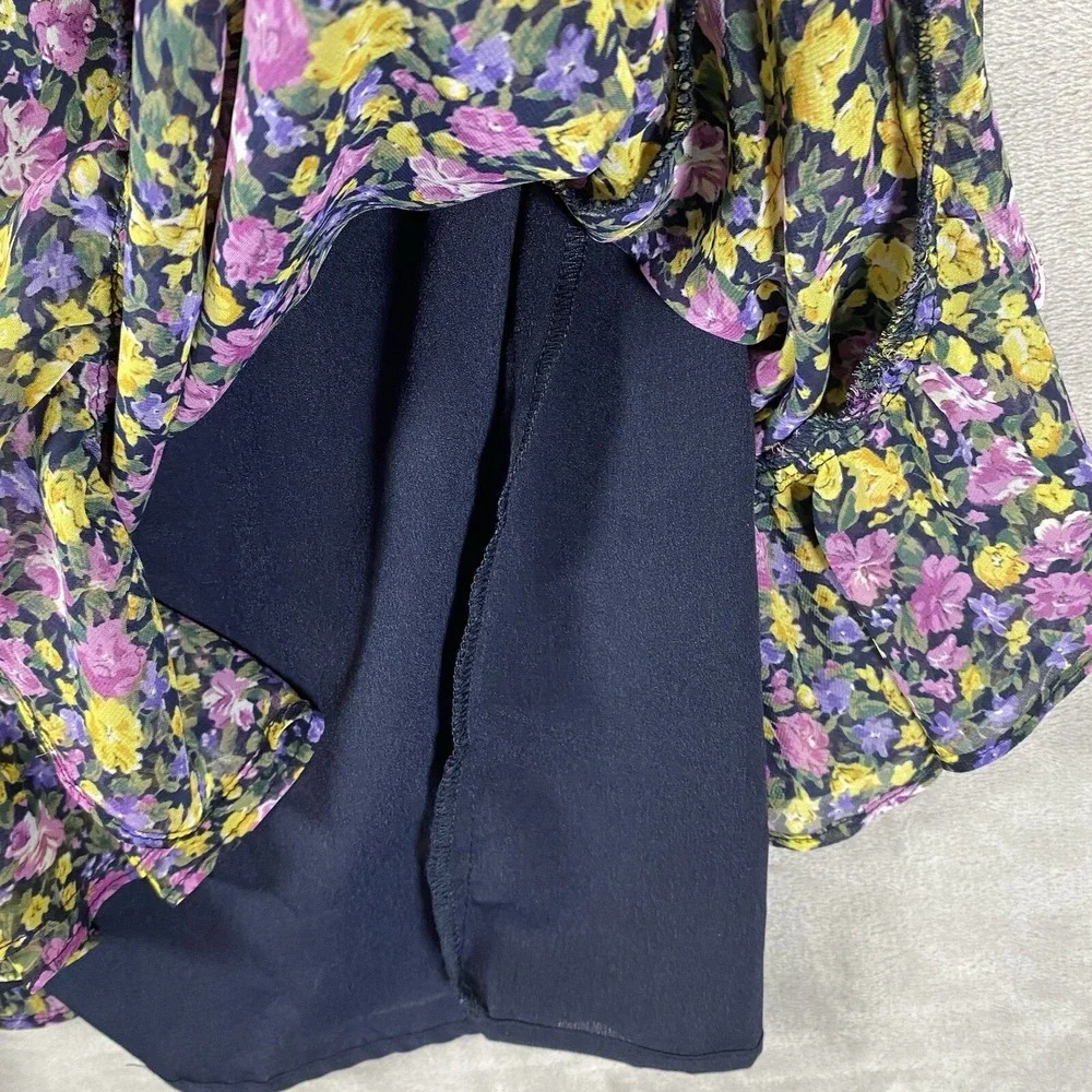 Lulus Dress Large Floral Long Sleeve Ruffle Mini